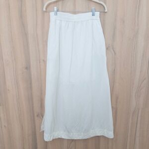 Madewell Linen Blend Maxi Skirt White Elastic Waist Gauze Slit XXS